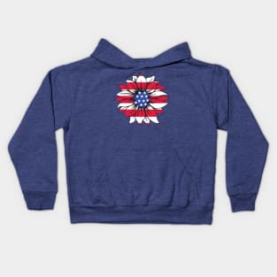 USA Flag Flower 1 Kids Hoodie